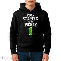 Stop Staring At My Pickle Costume Funny Easy Halloween Gift Kids Hoodie thumb 4