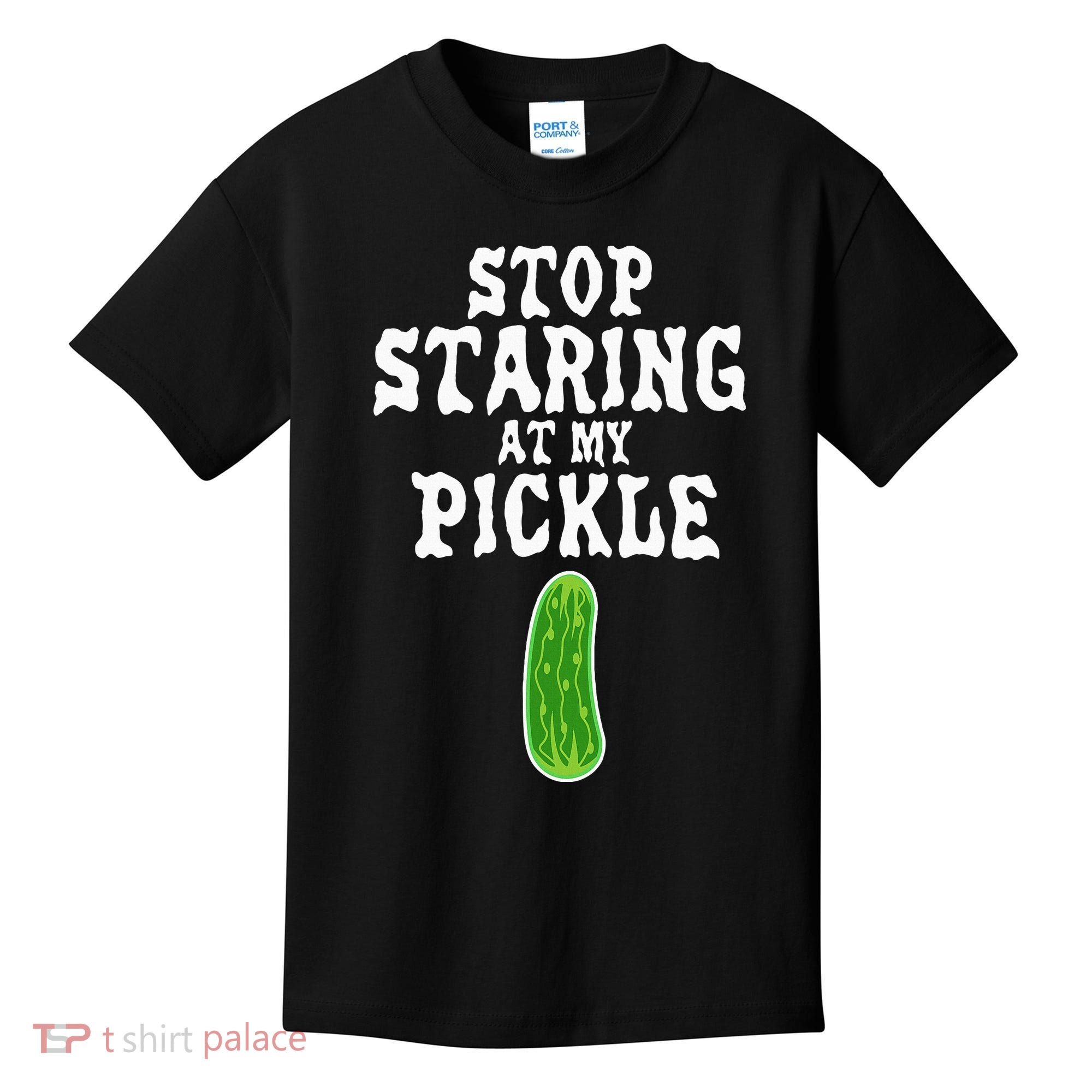Stop Staring At My Pickle Costume Funny Easy Halloween Gift Kids T-Shirt