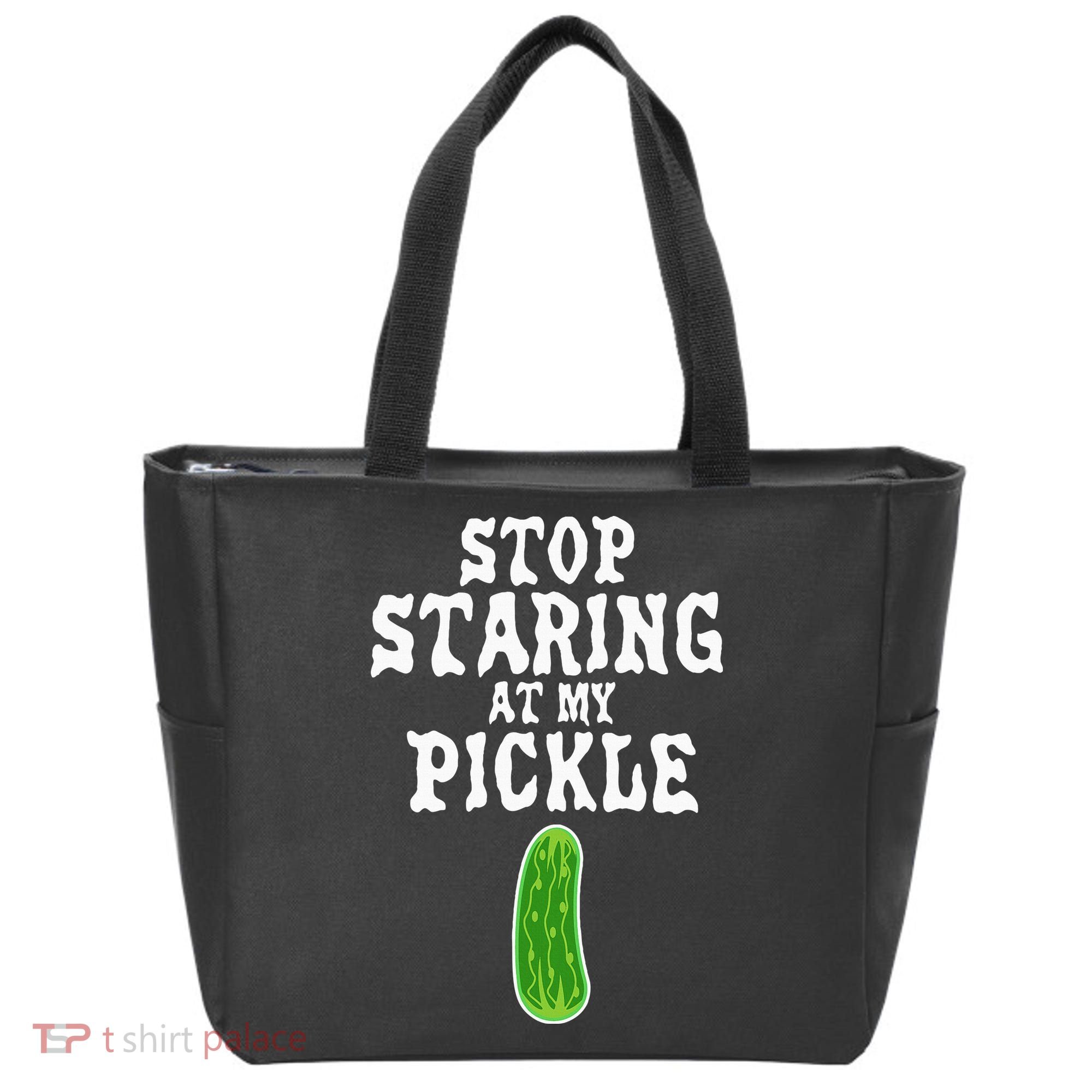 Stop Staring At My Pickle Costume Funny Easy Halloween Gift Tote Bag