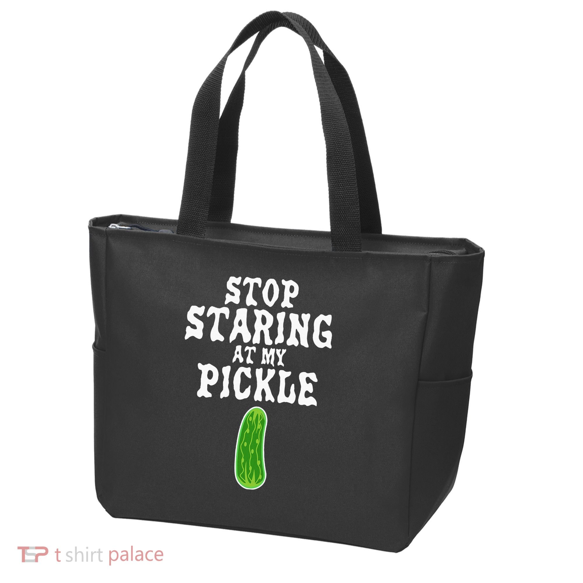 Stop Staring At My Pickle Costume Funny Easy Halloween Gift Tote Bag
