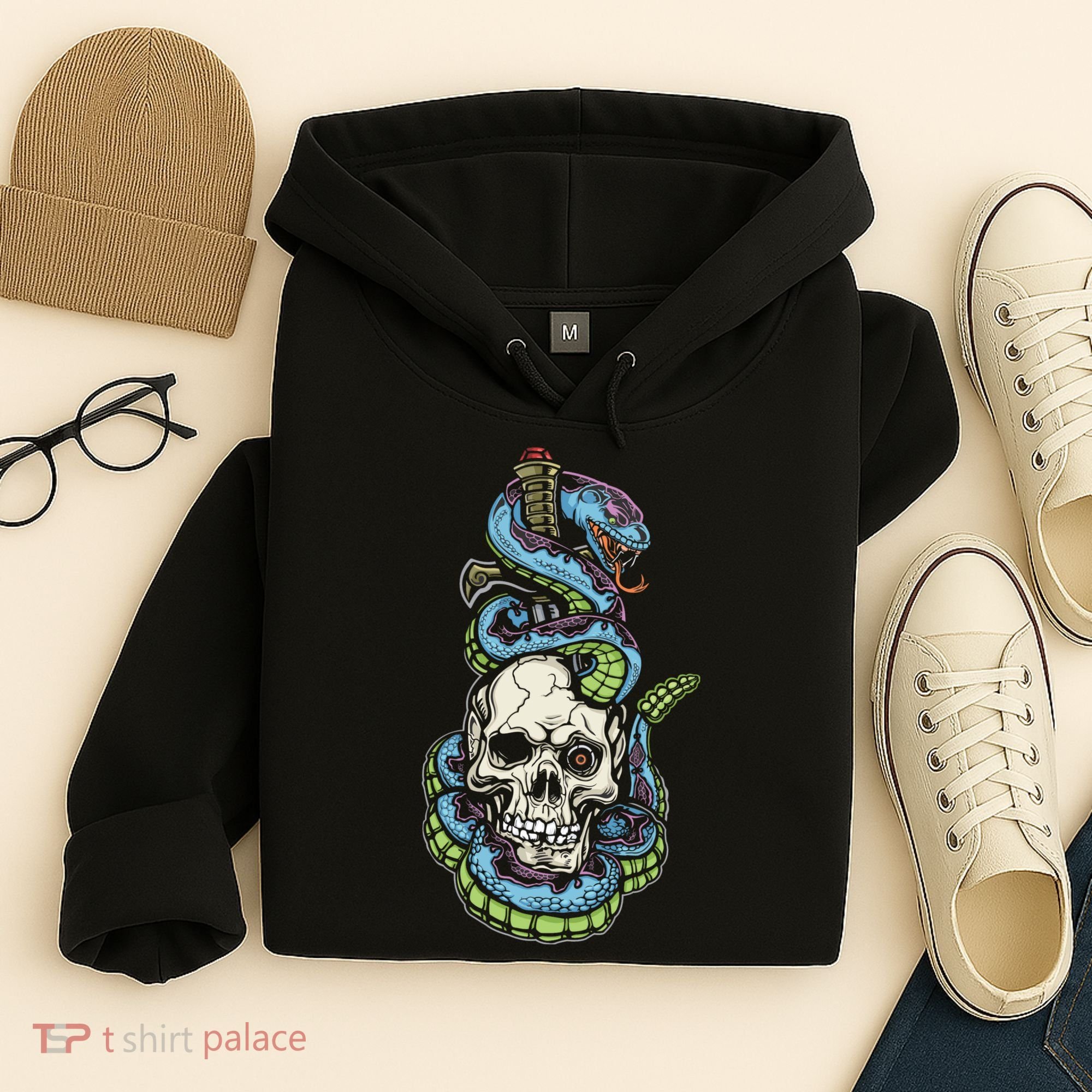 Snake Skull And Dagger Tattoo Hoodie