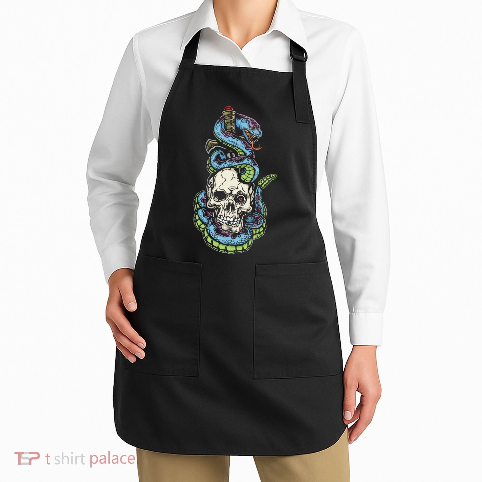 Snake Skull And Dagger Tattoo Apron