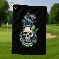 Snake Skull And Dagger Tattoo Golf Towel thumb 1