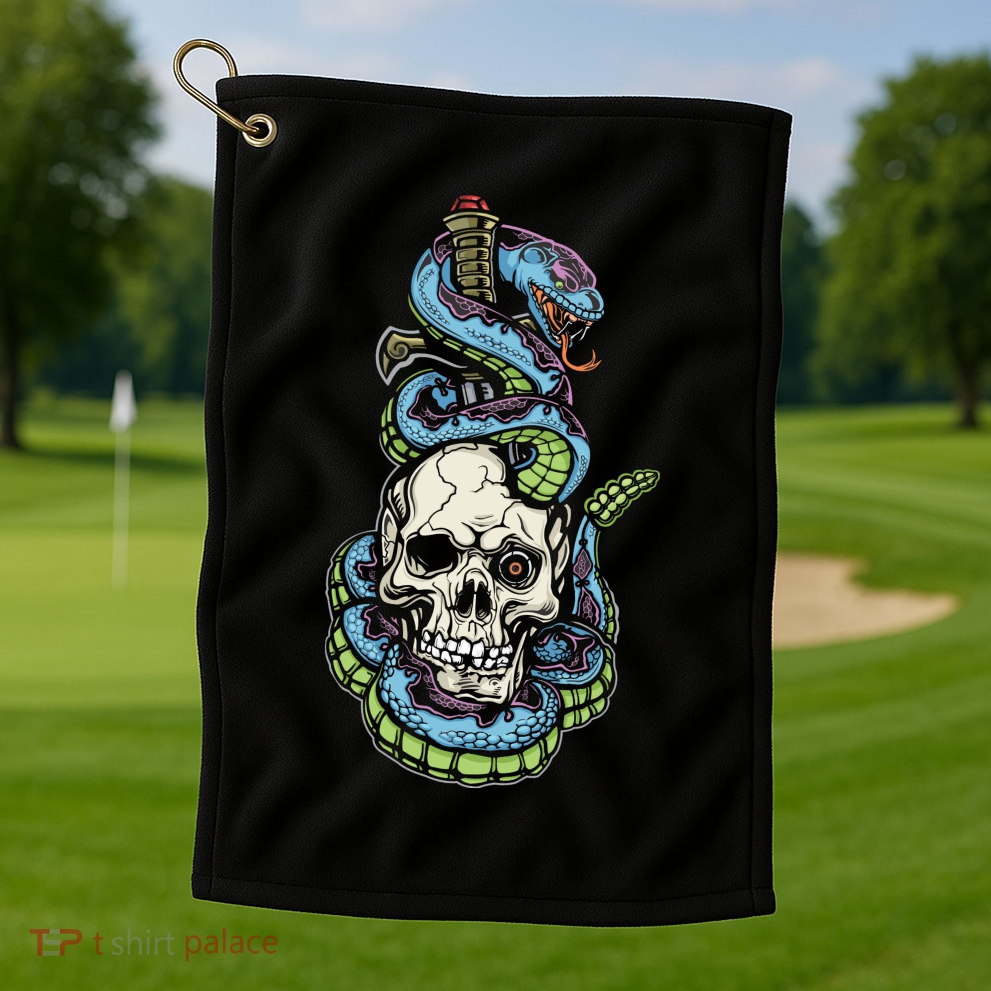 Snake Skull And Dagger Tattoo Golf Towel