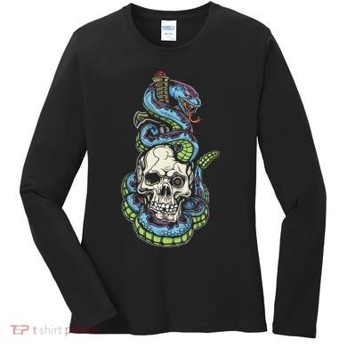 Snake Skull And Dagger Tattoo Women's Long Sleeve Shirt