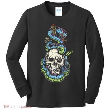 Snake Skull And Dagger Tattoo Kids Long Sleeve Shirt