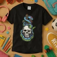 Snake Skull And Dagger Tattoo Kids T-Shirt thumb 3