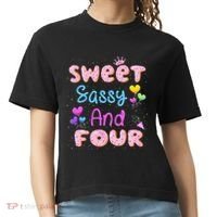 Sweet Sassy And Four 4th Birthday Doughnut 4 Years Old Comfort Colors Boxy T-Shirt thumb 0