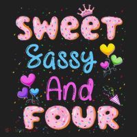 Sweet Sassy And Four 4th Birthday Doughnut 4 Years Old Comfort Colors Boxy T-Shirt thumb 3