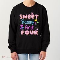 Sweet Sassy And Four 4th Birthday Doughnut 4 Years Old Women's Sweatshirt thumb 0