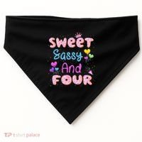 Sweet Sassy And Four 4th Birthday Doughnut 4 Years Old USA-Made Doggie Bandana thumb 0
