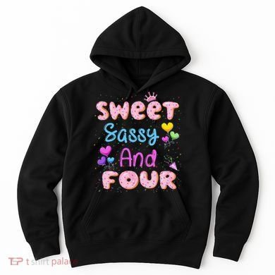 Sweet Sassy And Four 4th Birthday Doughnut 4 Years Old Hoodie