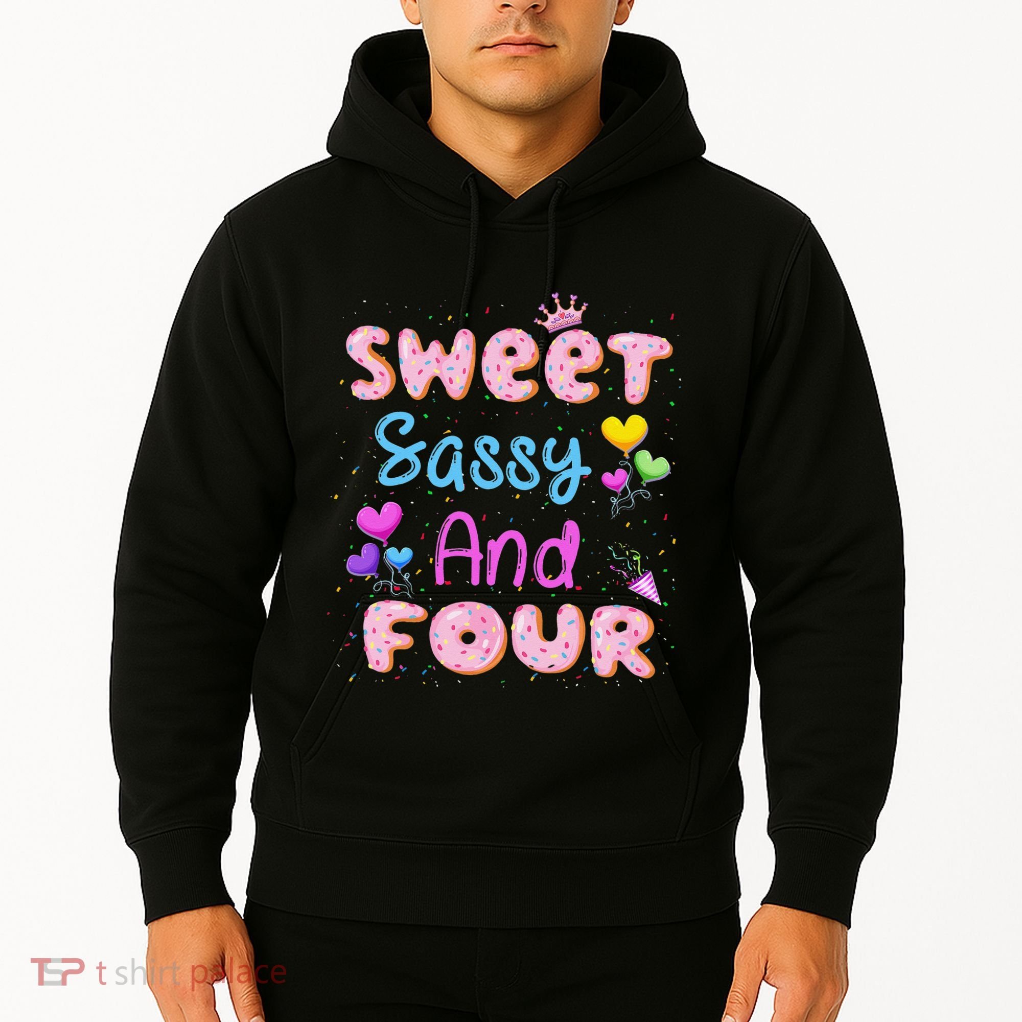 Sweet Sassy And Four 4th Birthday Doughnut 4 Years Old Hoodie