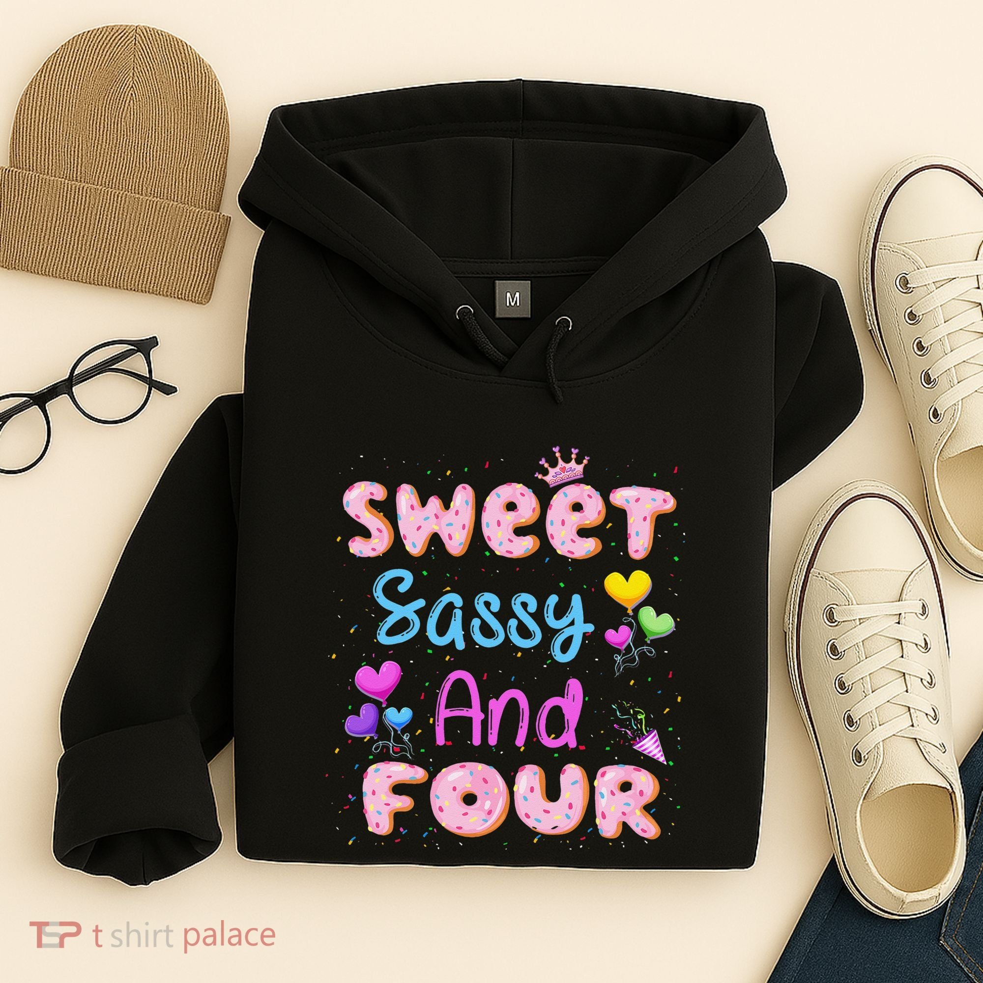 Sweet Sassy And Four 4th Birthday Doughnut 4 Years Old Hoodie
