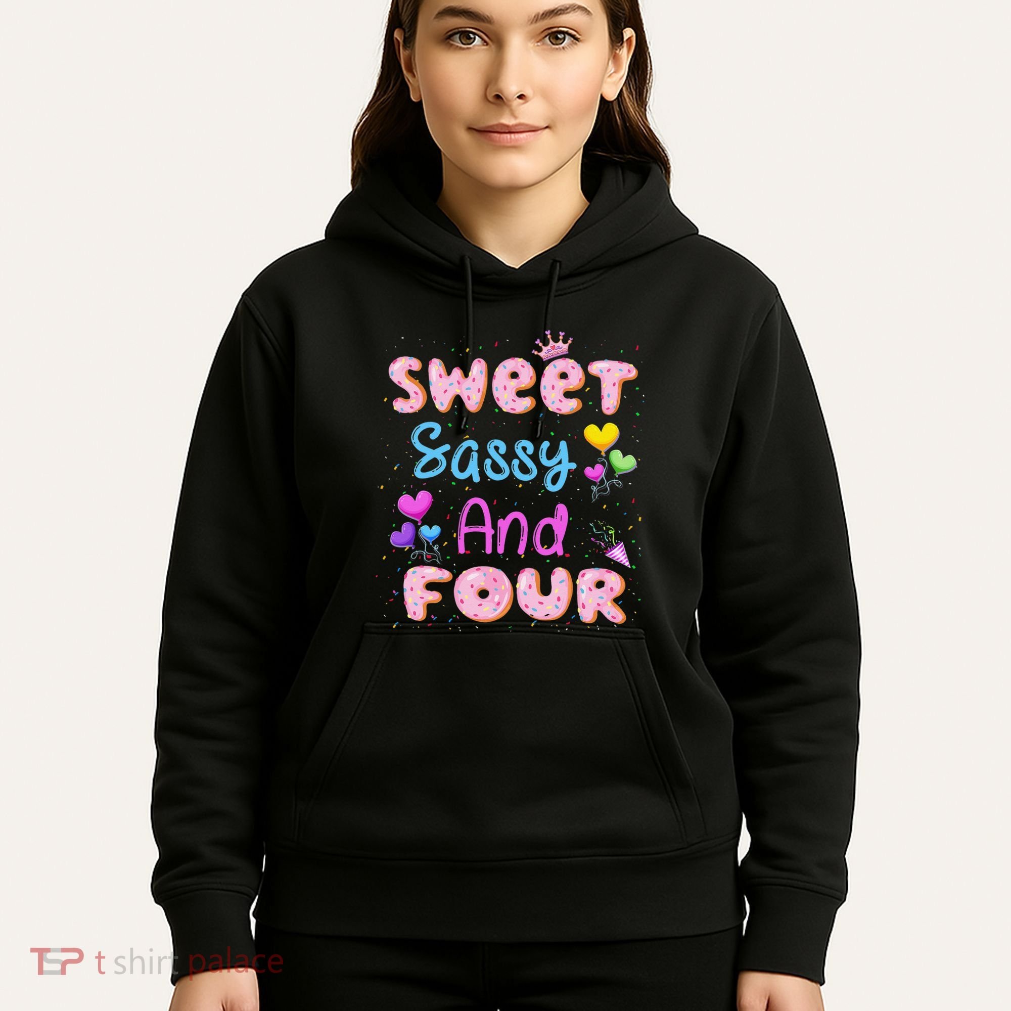 Sweet Sassy And Four 4th Birthday Doughnut 4 Years Old Hoodie