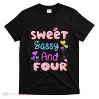 Sweet Sassy And Four 4th Birthday Doughnut 4 Years Old T-Shirt thumb 0