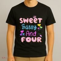 Sweet Sassy And Four 4th Birthday Doughnut 4 Years Old T-Shirt thumb 3