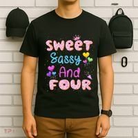 Sweet Sassy And Four 4th Birthday Doughnut 4 Years Old T-Shirt thumb 6
