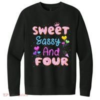 Sweet Sassy And Four 4th Birthday Doughnut 4 Years Old V.I.T. Fleece Crew Sweatshirt thumb 0