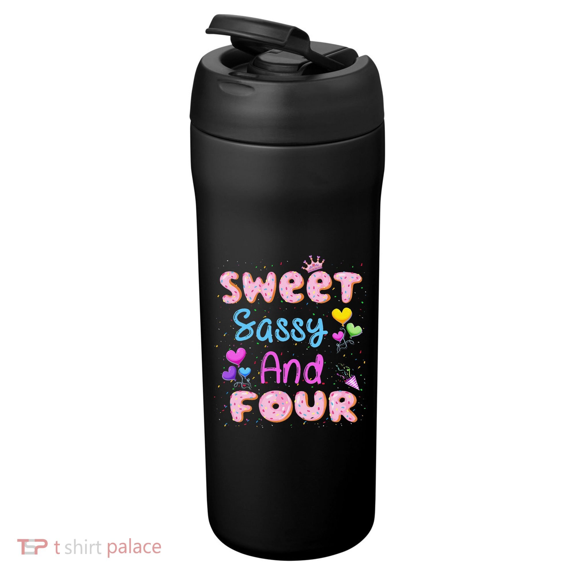 Sweet Sassy And Four 4th Birthday Doughnut 4 Years Old 24oz Duet Stainless Steel Tumbler