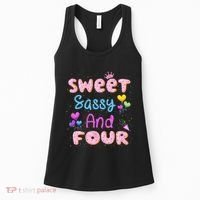 Sweet Sassy And Four 4th Birthday Doughnut 4 Years Old Women's Tank Top thumb 0