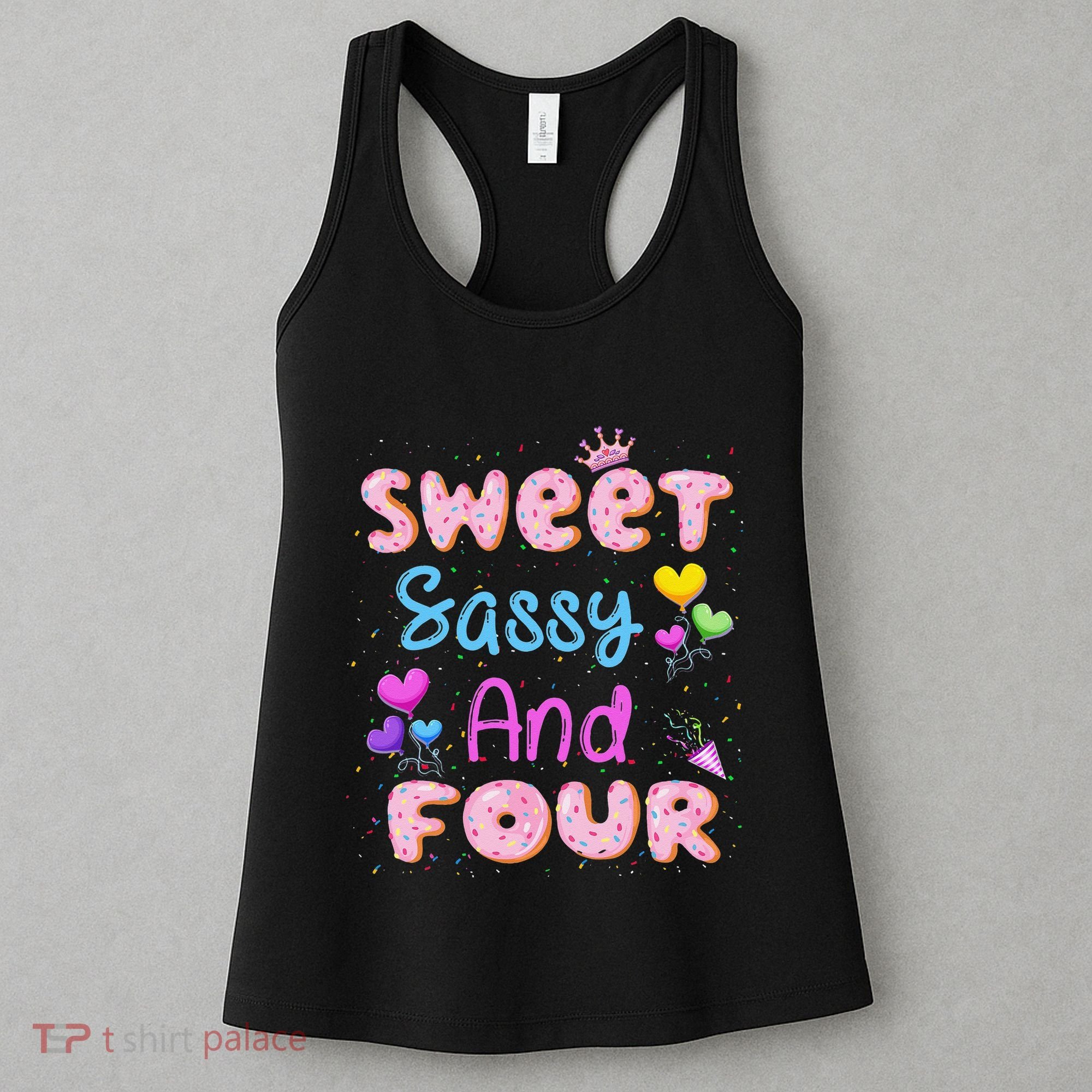 Sweet Sassy And Four 4th Birthday Doughnut 4 Years Old Women's Tank Top