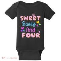 Sweet Sassy And Four 4th Birthday Doughnut 4 Years Old Baby Bodysuit thumb 0