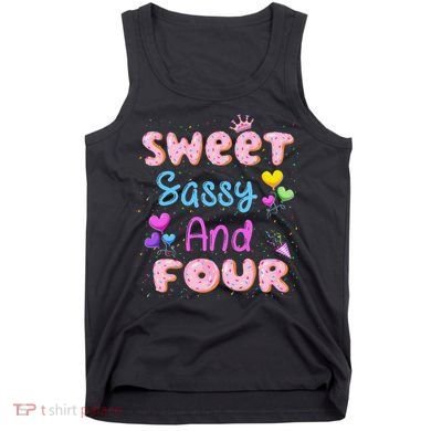 Sweet Sassy And Four 4th Birthday Doughnut 4 Years Old Tank Top