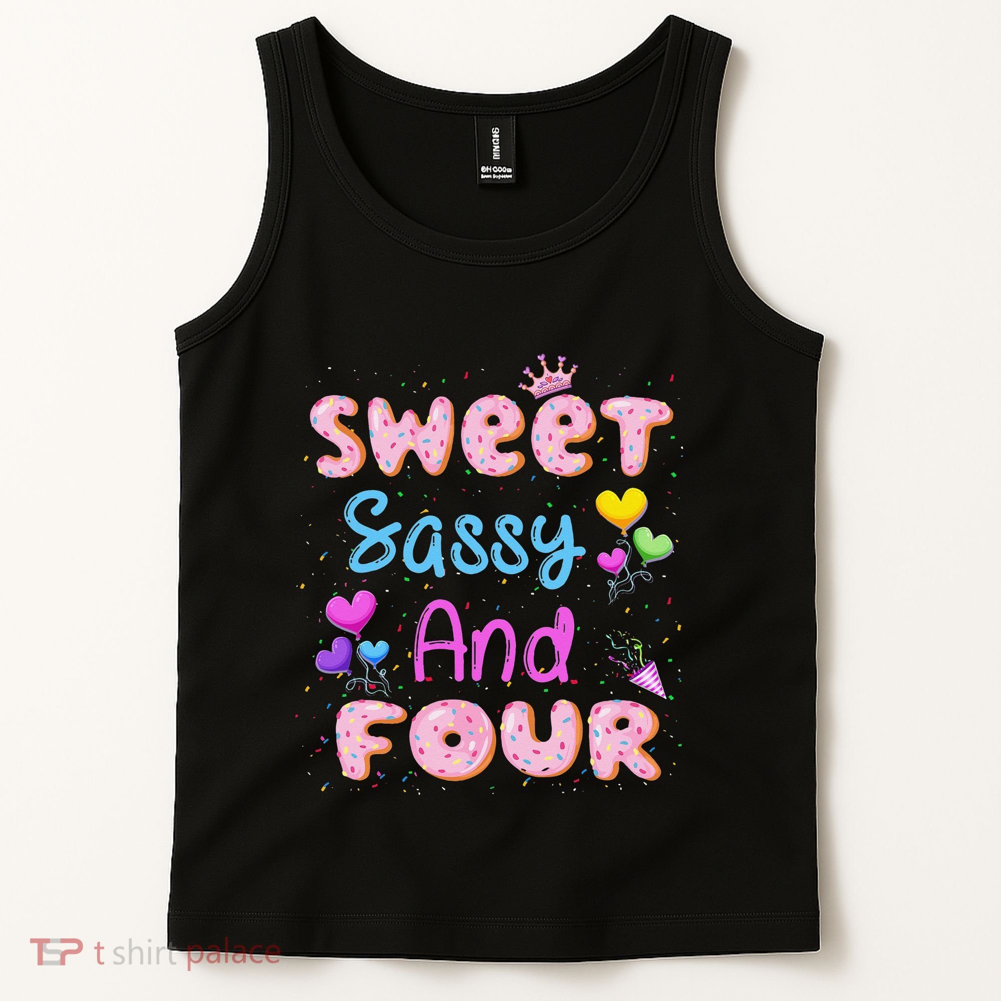 Sweet Sassy And Four 4th Birthday Doughnut 4 Years Old Tank Top