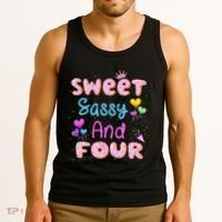 Sweet Sassy And Four 4th Birthday Doughnut 4 Years Old Tank Top thumb 3