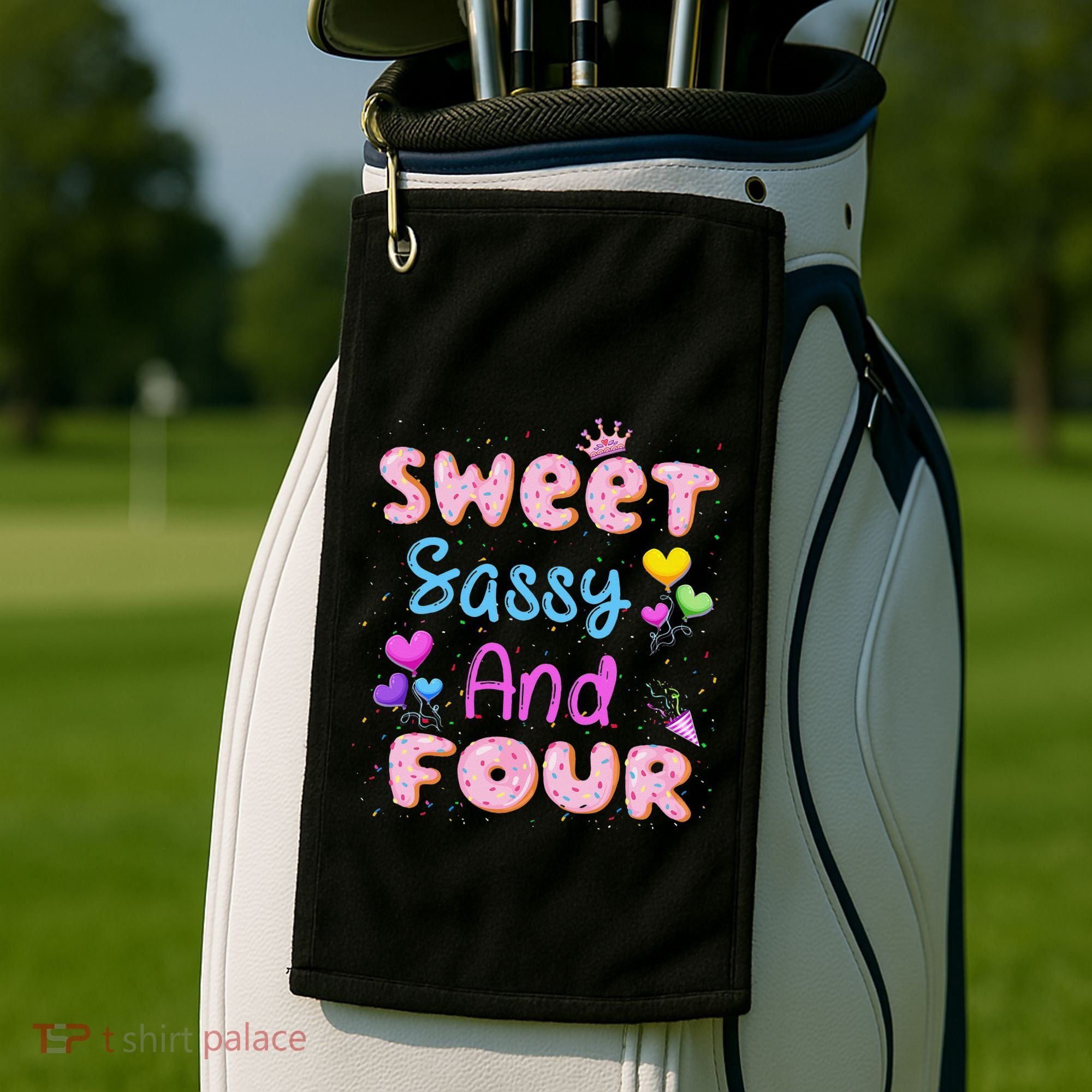 Sweet Sassy And Four 4th Birthday Doughnut 4 Years Old Golf Towel
