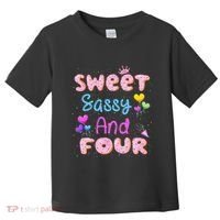 Sweet Sassy And Four 4th Birthday Doughnut 4 Years Old Toddler T-Shirt thumb 0