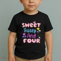 Sweet Sassy And Four 4th Birthday Doughnut 4 Years Old Toddler T-Shirt thumb 2
