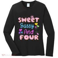 Sweet Sassy And Four 4th Birthday Doughnut 4 Years Old Women's Long Sleeve Shirt thumb 0