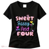 Sweet Sassy And Four 4th Birthday Doughnut 4 Years Old Women's T-Shirt thumb 0