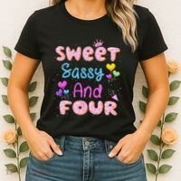 Sweet Sassy And Four 4th Birthday Doughnut 4 Years Old Women's T-Shirt thumb 2