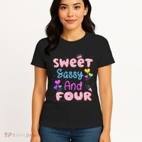 Sweet Sassy And Four 4th Birthday Doughnut 4 Years Old Women's T-Shirt thumb 4