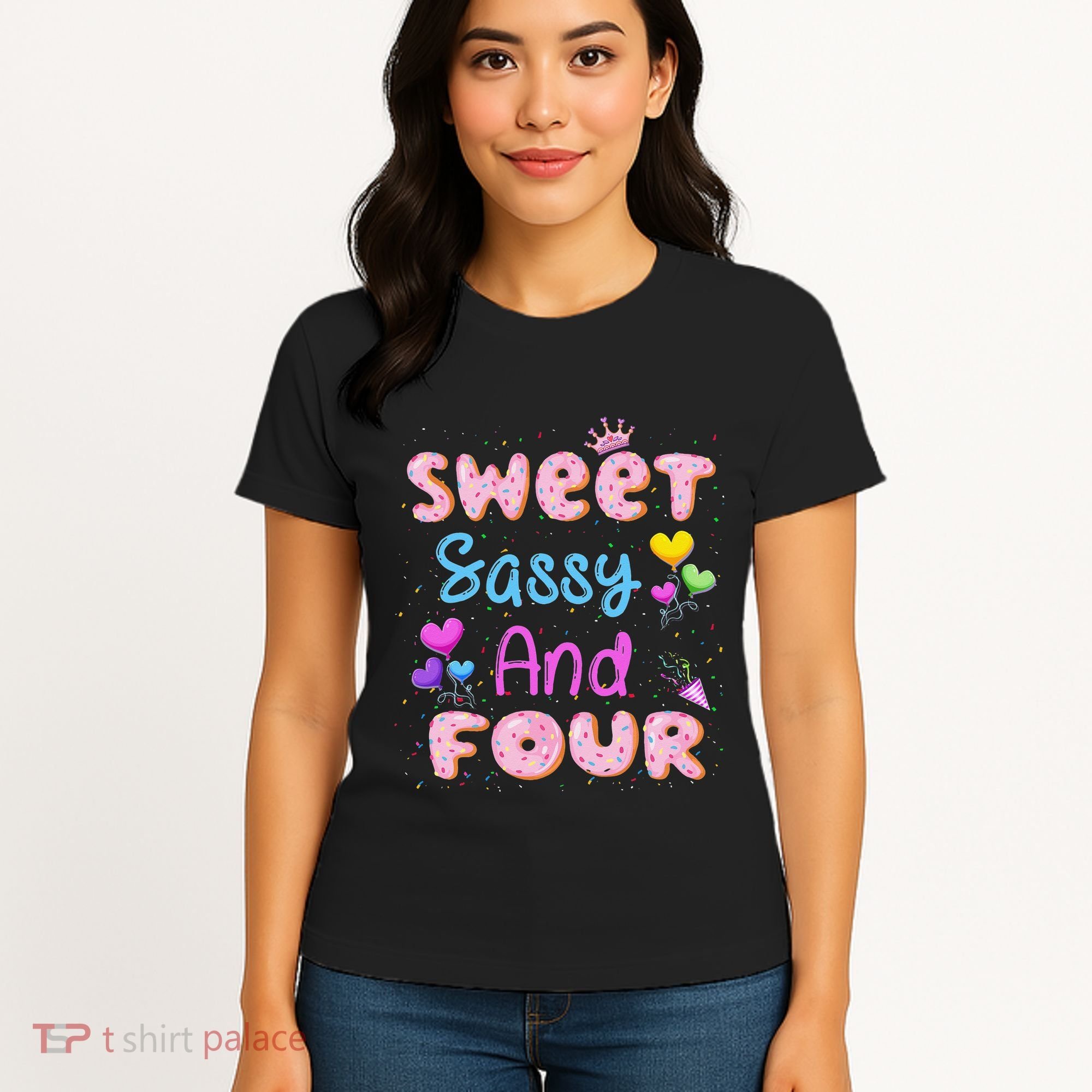 Sweet Sassy And Four 4th Birthday Doughnut 4 Years Old Women's T-Shirt