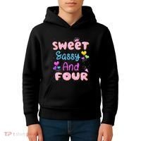 Sweet Sassy And Four 4th Birthday Doughnut 4 Years Old Kids Hoodie thumb 4