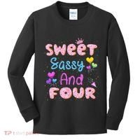 Sweet Sassy And Four 4th Birthday Doughnut 4 Years Old Kids Long Sleeve Shirt thumb 0