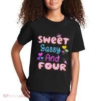 Sweet Sassy And Four 4th Birthday Doughnut 4 Years Old Kids T-Shirt thumb 2