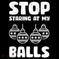 Stop Staring At My Balls Funny XMas Women's Hoodie thumb 2