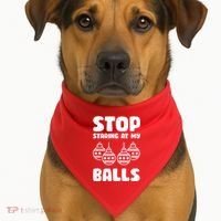 Stop Staring At My Balls Funny XMas USA-Made Doggie Bandana thumb 1