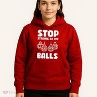 Stop Staring At My Balls Funny XMas Hoodie thumb 5