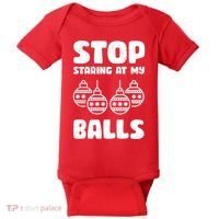 Stop Staring At My Balls Funny XMas Baby Bodysuit thumb 0