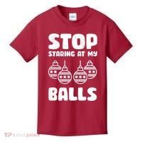 Stop Staring At My Balls Funny XMas Kids T-Shirt thumb 0
