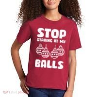 Stop Staring At My Balls Funny XMas Kids T-Shirt thumb 2