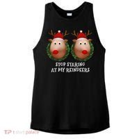 Stop Staring At My Reindeers Boobs Ugly Gag Xmas Sweater Funny Gift Ladies PosiCharge Tri-Blend Wicking Tank thumb 0