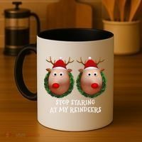 Stop Staring At My Reindeers Boobs Ugly Gag Xmas Sweater Funny Gift Coffee Mug thumb 4