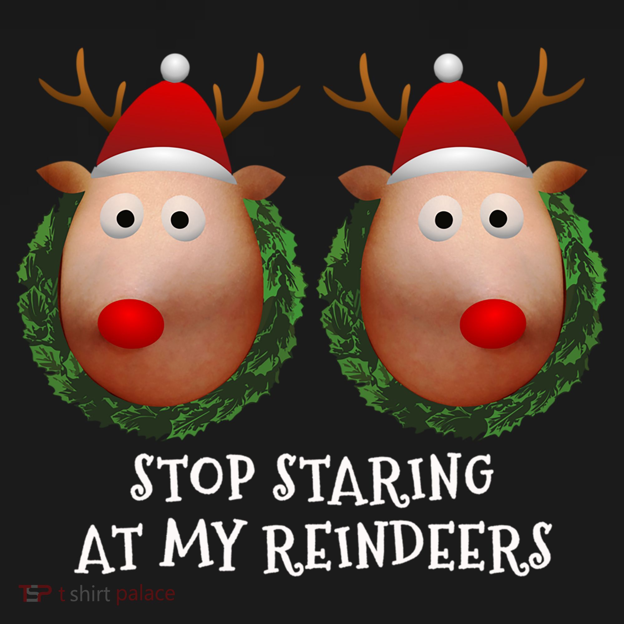 Stop Staring At My Reindeers Boobs Ugly Gag Xmas Sweater Funny Gift Women's Hoodie